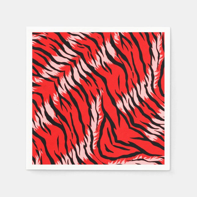 Red Tiger Animal Skin Pattern Design  Napkin (Front)