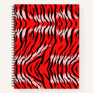 Red Tiger Animal Skin Pattern Design  Notebook