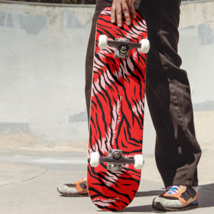 Red Tiger Animal Skin Pattern Design Skateboard