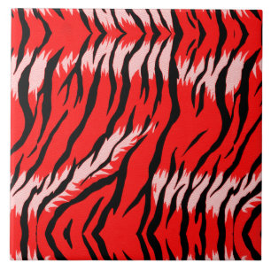 Red Tiger Animal Skin Pattern Design Tile