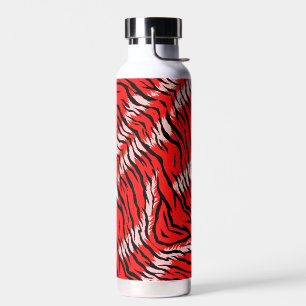 Red Tiger Animal Skin Pattern Design Water Bottle