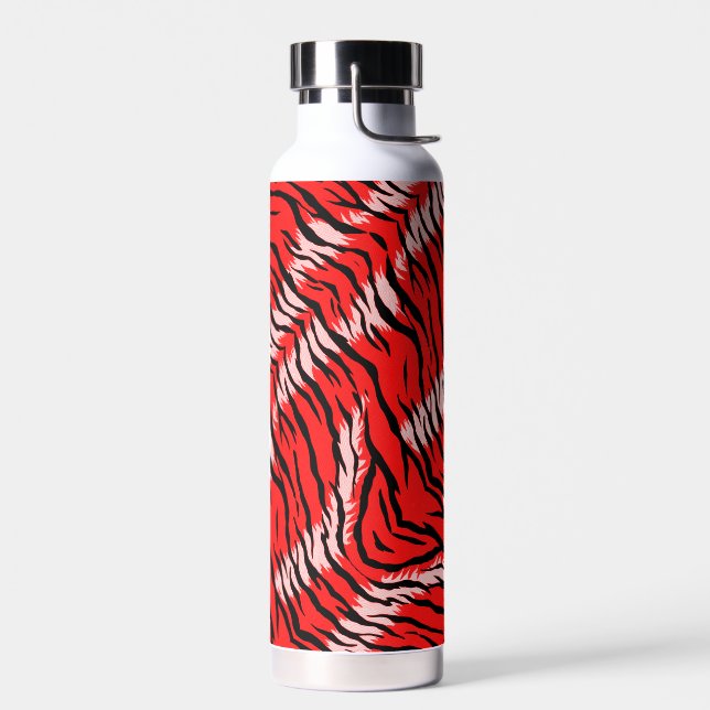Red Tiger Animal Skin Pattern Design  Water Bottle (Left)