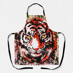 Red Tiger Apron Colourful Tiger Face