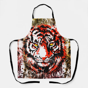Red Tiger Apron - Red Tiger Head Drawing