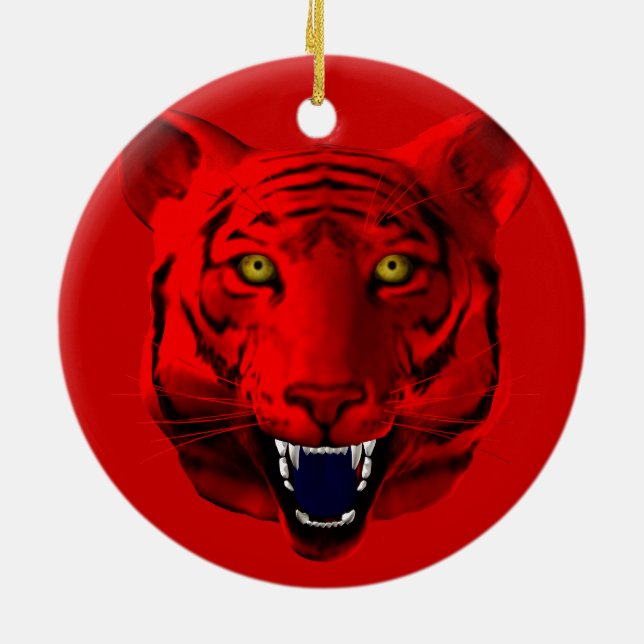 Red Tiger Ceramic Tree Decoration (Back)