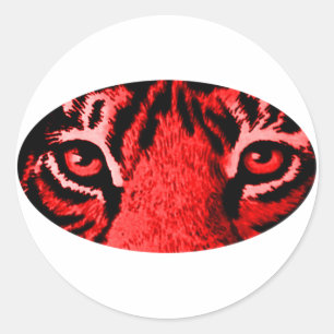 Red Tiger Eyes The MUSEUM Zazzle Gifts Classic Round Sticker