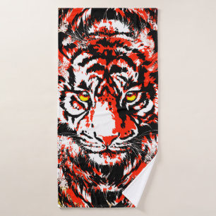 Red Tiger Head Bath Towel - Tiger Bath Towel