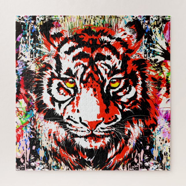Red Tiger Head - Tiger Portrait Jigsaw Puzzle (Vertical)