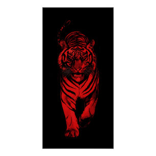 Red Tiger Illustration – Bold Graphic Animal Art Poster
