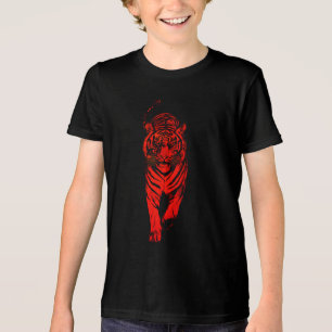 Red Tiger Illustration – Bold Graphic Animal Art Tri-Blend Shirt