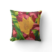 Red Tiger Lily floral painting, Solid Back