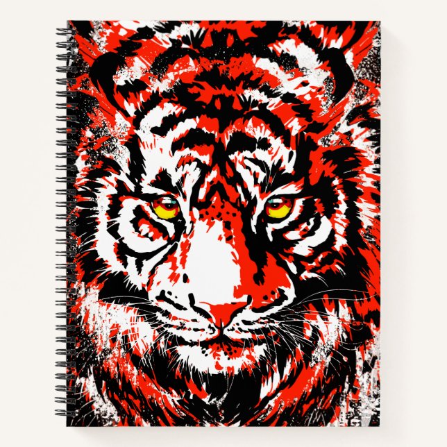 Red Tiger Notebook - Tiger Artwork - Wildlife (Front)