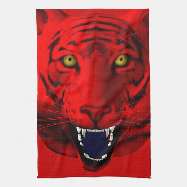 Red Tiger Tea Towel (Vertical)