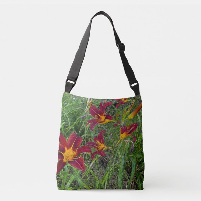 Red Tigerlily Garden Cross Body Bag (Front)