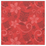 Red Tiki Masks Hawaiian Fabric