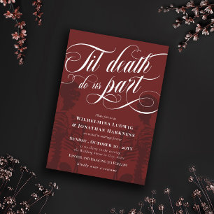 Red Til Death Do Us Part Skeleton Goth Wedding Invitation