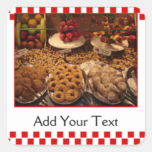 Red Tile Desserts Square Sticker