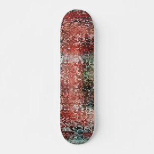 Red tile with spray paint skateboard