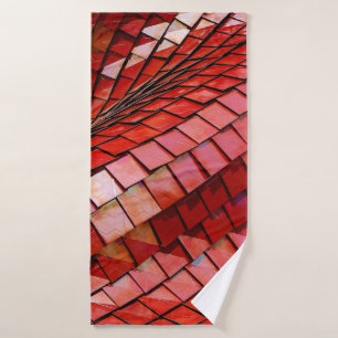 Red tiles illustration bath towel