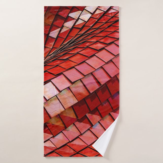 Red tiles illustration bath towel (Bath Towel)