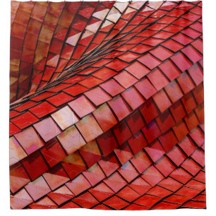 Red tiles illustration shower curtain