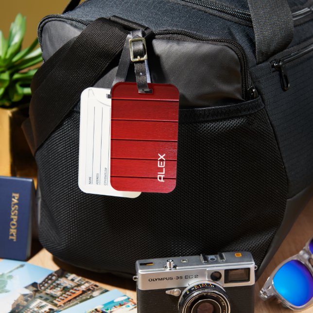 Red Timber Horizontal Pattern  Luggage Tag (Front & Back)