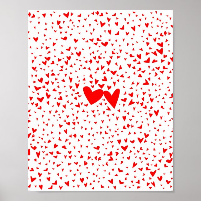 Red Tiny Love Hearts Background Poster (Front)