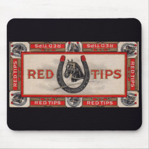 Red Tips cigar label print Mouse Mat