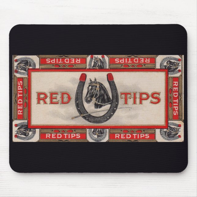 Red Tips cigar label print Mouse Mat (Front)