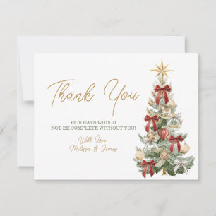 Red Tis the Season to be Married Winter Wedding Thank You Card