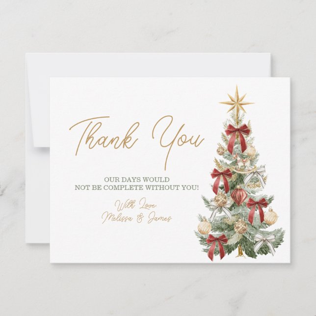 Red Tis the Season to be Married Winter Wedding Thank You Card (Front)