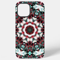Red to grey cyan mandala simulating acrylic pieces