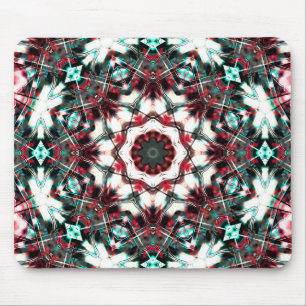 Red to grey cyan mandala simulating acrylic pieces mouse mat