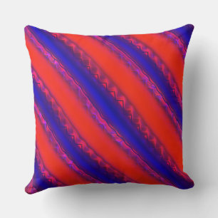 Red to royal blue wide cross stripes in lacy style cushion