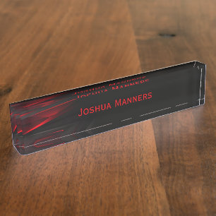 Red to the Point Abstract Design Nameplate