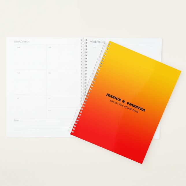 Red to yellow ombre background 3 ring binder planner (Display)