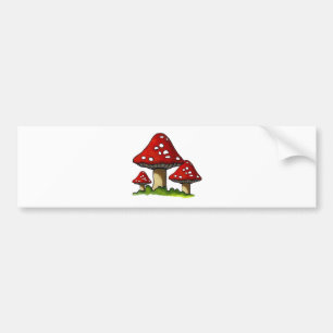 Red Toadtstools, Mushroom: Freehand Art Bumper Sticker