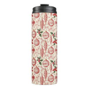 Red Toile Chinoiserie Christmas Ornaments Thermal Tumbler