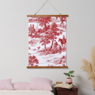 Red Toile Countryside Scene (2) Hanging Tapestry