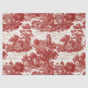 Red Toile Countryside Scene (8) Tissue Paper