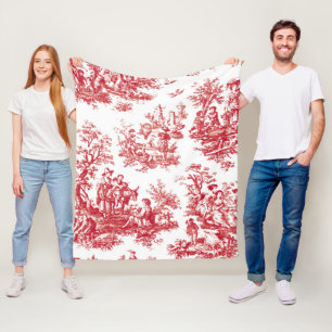 Red Toile Fleece Blanket