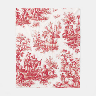 Red Toile Holiday Fleece Blanket