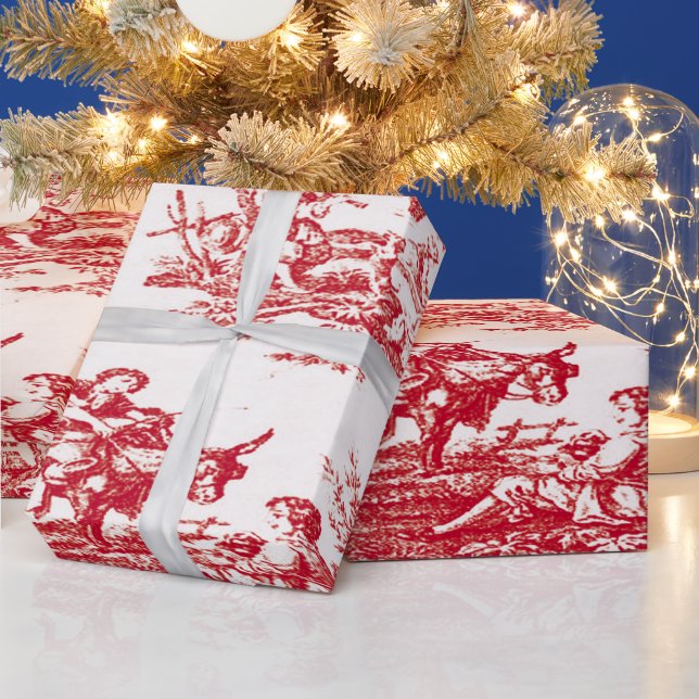 Red Toile Holiday Wrapping Paper (Holidays)