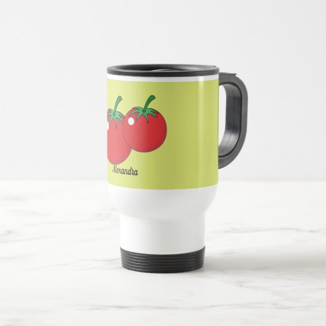 Red Tomato | Add your Name or Text Travel Mug (Front Right)
