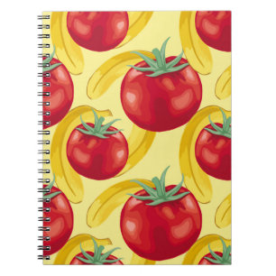 Red tomato and fruits seamless pattern designabstr notebook