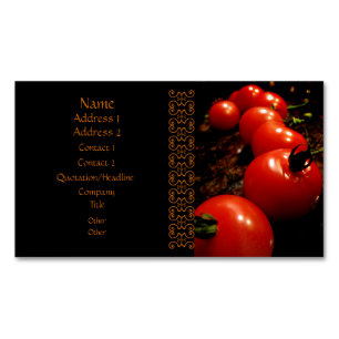 Red Tomato Elegant Black Brown Magnetic Business Card