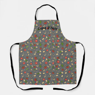Red Tomato Green Basil leaves Charcoal Apron