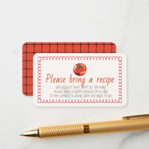 Red Tomato Italian Bridal Shower Recipe Request Enclosure Card