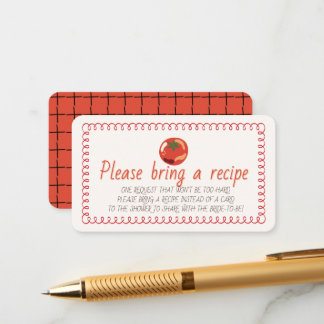 Red Tomato Italian Bridal Shower Recipe Request Enclosure Card