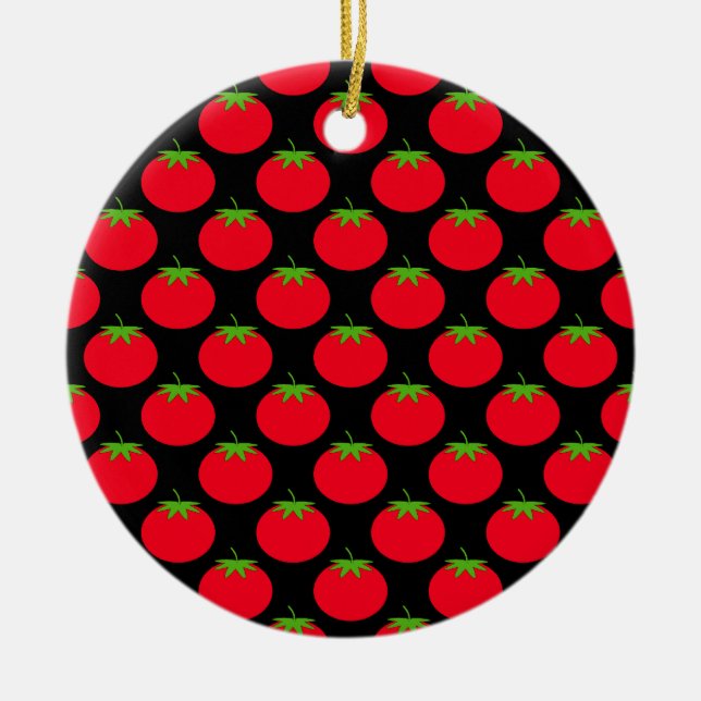 Red Tomato Pattern. Ceramic Tree Decoration (Front)